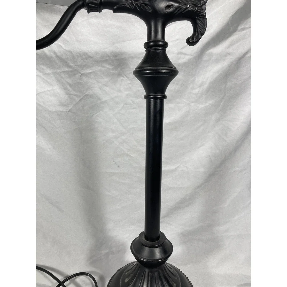 Vintage Bridge Arm Victorian Side Table Night Stand Lamp With Square Black Shade